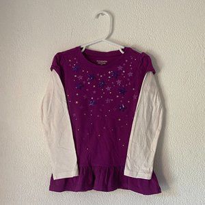 5/$25 Girls' Comfortable Toughskin Purple Stars Top 100% Cotton Size 4T